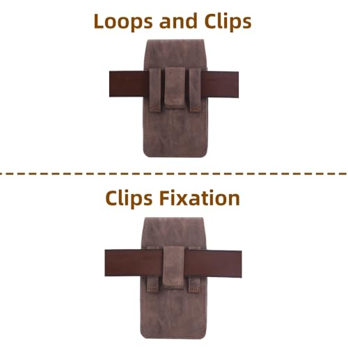 Universal Phone Holster Phone Pouch Case Belt Clip Belt Loops Card Slot Faux Leather for Man iPhone 17/16/15pro max,16/15Plus,Samsung S25 24 S23 S22 Ultra (Brown&Yellow, XL(6.6"x3.4"x0.8")) - color: Brown&Yellow, size: XL(6.6"x3.4"x0.8")