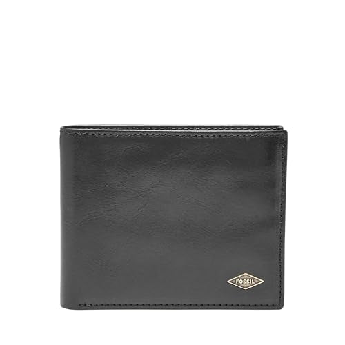 Fossil Men's Hayes Leather Bifold Wallet with Flip ID Window - color: Black