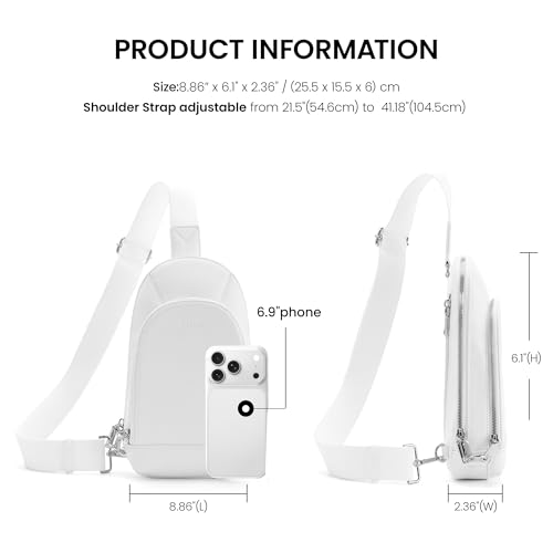 befen Genuine Leather Sling Bag for Women, Anti Theft Crossbody Chest Bags | Leather Fanny Packs for Travel with RFID Card Slots for Daily Travel - color: White