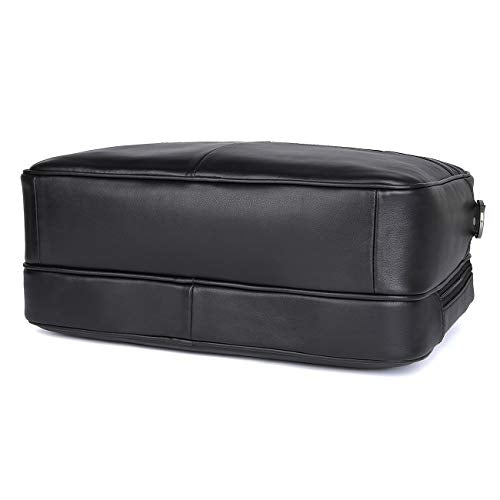Polare Full Grain Napa Leather 17" Briefcase Work Bag Business Case For Men - color: Black(updated Version)