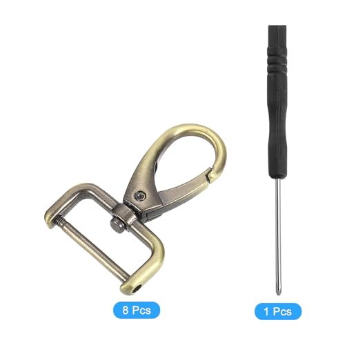 uxcell Swivel Clasps Hook, D Ring Detachable Snap Hardware Metal Lobster Claw Clasp Hook with Screwdriver - color: Bronze, size: 15mm(0.59 Inch)