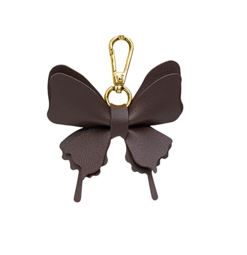 Women's Leather Bow Keychain, Stylish Multi-Color Bag Charm with Lobster Clasp, Cute Purse/Key Accessory - color: Black