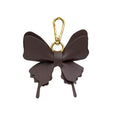 Women's Leather Bow Keychain, Stylish Multi-Color Bag Charm with Lobster Clasp, Cute Purse/Key Accessory - color: Black