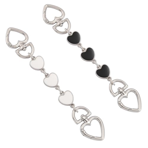 Anbys Silver Purse Extender Chain Bag Extender Chain Purse Strap Extender Bag Chain Charms(Heart White/Black) - color: Silver Heart(Black/White)