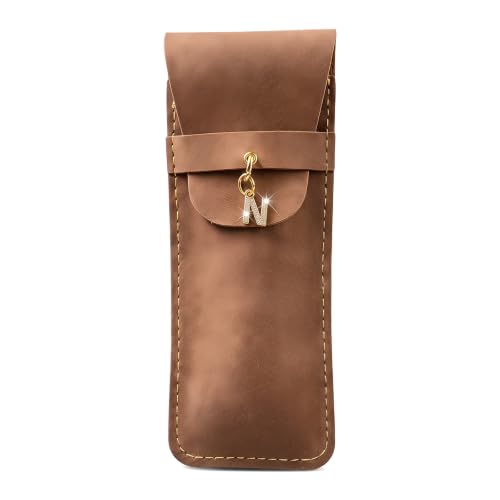 Personalized Initial PU Suede Pen Pouch - Office and Professional Storage Accessory, Ideal Gift for Coworkers (N) - color: N