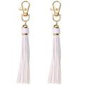 Penta Angel 2Pcs 5.9'' Large PU Leather Tassel with Lobster Swivel Keychain Pendant for Handbag Backpack Jewelry Making (White) - color: White