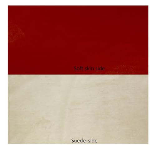 Double Sided Soft Skin Faux Leather/Suede Half Yard 54" x 18" Thickness 0.65mm Width:54" Perfect for Upholstery, DIY Crafts, Hat Making, Hair Crafts Making, Sewing Red(Back Khaki) - color: Red, size: 18"x54"