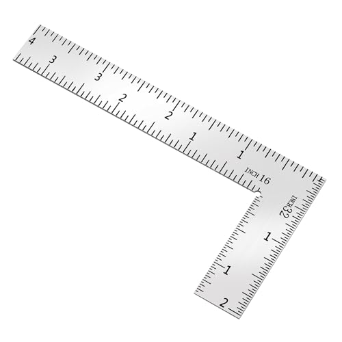 4 * 6 inch L Shaped Ruler Mini Measuring Tool, Ruler with Stainless Steel High Precision Edge for Woodworking, Tiling, and Engineering Drawing (2 * 4 inch) - size: 2*4 inch