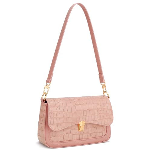 KKXIU Small Shoulder Bag for Women Cute Hobo Handbags Mini Clutch Purses | Classic Trendy Retro Underarm Crossbody Bag with Detachable Straps, Zipper Closure - color: S-pink