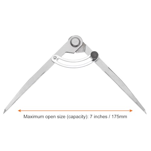 HARFINGTON Wing Divider Compass 7 Inch 175mm Adjustable Lockable Woodworking Compass for Metalworking Geometry Drawing Woodworking - size: 7"