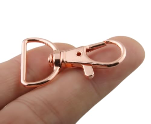 50pcs Swivel Lobster Claw Clasps Snap Hook with 20mm D Ring for DIY Handbag Purse Straps Belting Leather Craft (Rose Gold) - color: Rose Gold