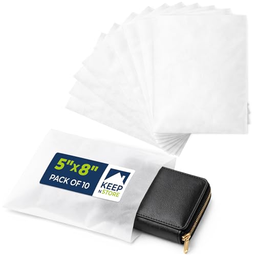 Pack of 10 Anti-Scratch Pouches, 5" x 8" Protective Dust Bags for Handbags, Shoes, and Accessories - Made in USA Purse Dust Bag for Storage - Soft, Breathable Cloth-Like Shoe Storage Bag | Soft, Breathable Cloth-Like Storage Pouches for Handbags, Shoes an
