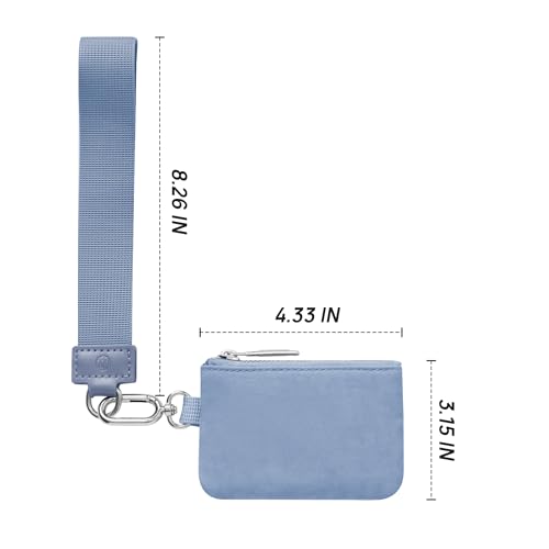Mum's Memory Mini Zip Around Wristlet Wallets for Women -KeyChain Wallet with Detachable Dual Pouch Wristlet -Key Chain Coin Purse Small Wallets - color: Blue