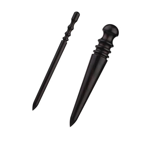 2Pcs Wood Leather Edge Burnisher Tools, Ebony Wood Professional Leather Edge Burnisher, Leather Craft Slicker Tool Professional Round Leather Edge Polished Grinding Burnishing Tool