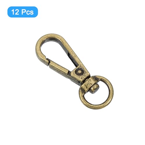 uxcell 12 Pcs Swivel Clasp Hooks, 0.39 Inch D Ring Swivel Purse Clips for Handbag, Purse Strap Hardware for Bag Making, Push Gate Lobster Clasp, Bronze - color: Bronze