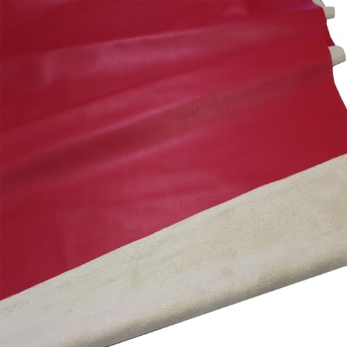 Double Sided Soft Skin Faux Leather/Suede 1 Yard 54" x 36" Thickness 0.65mm Width:54" Perfect for Upholstery, DIY Crafts, Hat Making, Hair Crafts Making, Sewing Red(Back Khaki) - color: Red, size: 36"x54"