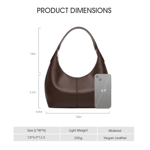 2026 Hobo Handbags, Vegan Leather Shoulder Bags for Women, Clutch Y2K Purse Handbags Tote Bag | Vegan Leather - color: Coffee