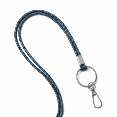 GENIQUE leather lanyards for id badges, key leather lanyard, 21 inch length lanyard leather for keys, id badges, flash drive - color: Blue Distressed