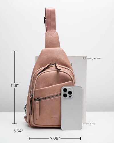Alldaily Large Sling Bag for Women Crossbody Purse Leather Fashionable Trendy Chest Bag for Travel, Fanny Pack (Dusty Rose) - color: Dusty Rose