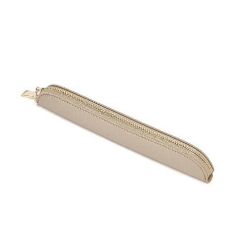 Slim Pencil Case Skinny Pen Case Pen Pouch (FL Pearl White Tea) | Smooth gold zipper; wipe-clean faux leather; fits a few gel writers and a stylus; slips into planners backpacks and totes - color: Pearl White Tea