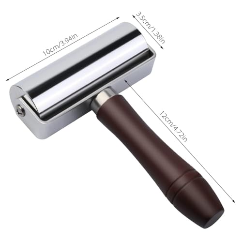 Mnuizu 100 mm Leather Press Edge Roller, Brayer Rollers for Crafting | Wooden Handle Leather Rolling Craft Roller, Seam Roller for Leather, Leather Edge Creaser for Leather Craft - color: Black, size: 100mm