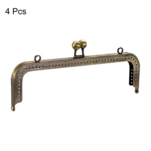 uxcell Metal Purse Frames - 8.07" 4Pcs Kiss Lock Clasp Frame Rectangle Embossed Clutch Frame Handles for Coin Purse Sewing Bag Making DIY Craft, Bronze - color: Bronze
