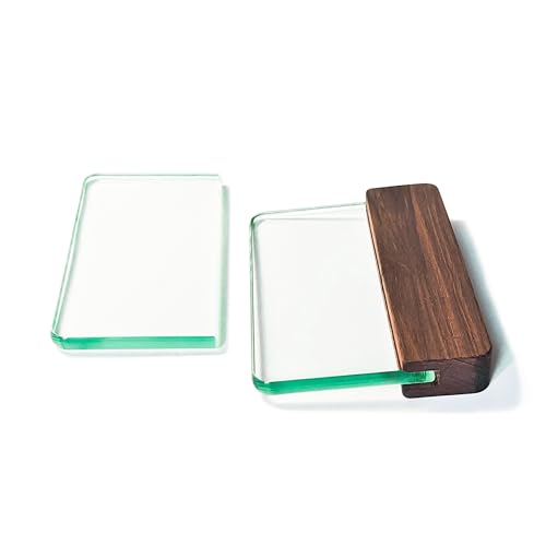 Wood Handle Glass Slicker Set Leather Burnishing Tools, Leathercraft Glass Burnisher Block Smoothing Tool