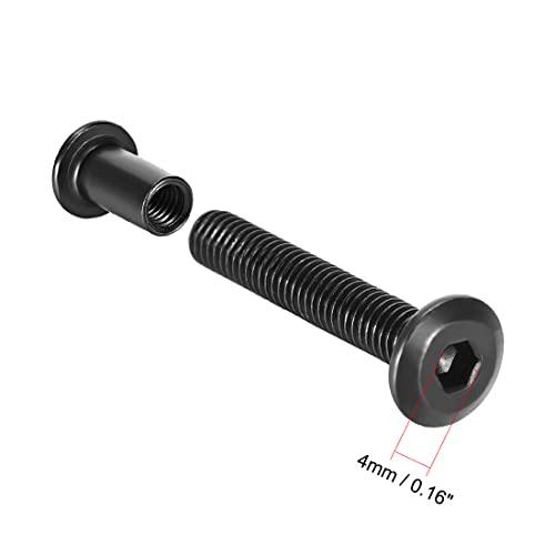 uxcell Screw Post Fit for 5/16"(8mm) Hole Dia, Male M6x35mm Binding Bolts Leather Fastener Carbon Steel Black 10 Sets - size: 35mm