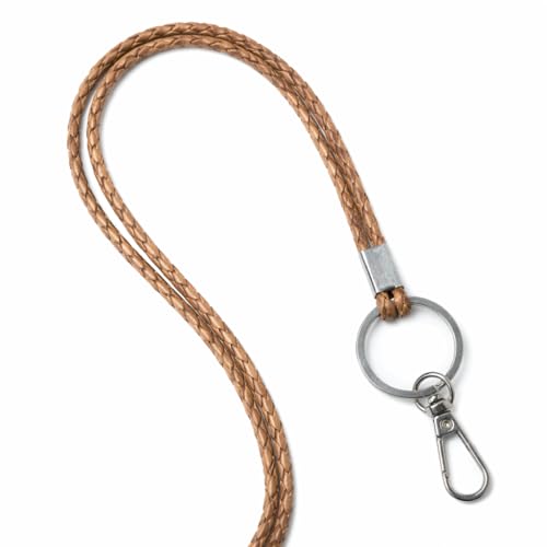 GENIQUE leather lanyards for id badges, key leather lanyard, 21 inch length lanyard leather for keys, id badges, flash drive - color: Natural Distressed