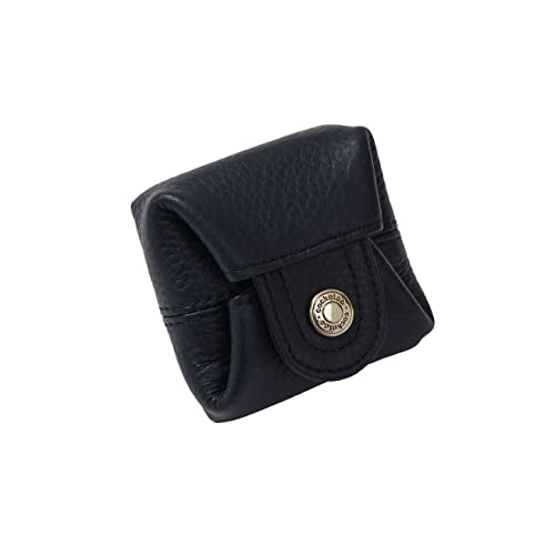 Cockatoo Genuine Leather Coin Pouch Change Holder, Mini Snap Pocket Wallet for Men Women (Navy Blue, Small) - color: Navy Blue, size: Small