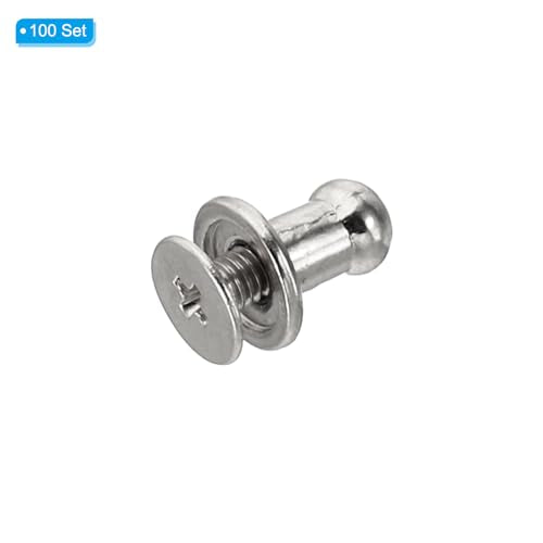 PATIKIL 5mm Leather Rivets, 100 Sets Round Button Head Studs Metal Screw Studs Posts Chicago Screws Rivet for Clothing Leather Crafts Shoes Punk, 5x8x8.5mm,Silver Tone - color: Silver, size: 5mm