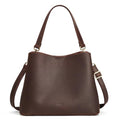 S-ZONE Leather Crossbody Bags for Women Medium Bucket Purses with 2 Straps | Top Grain Leather, Shoulder Handbag, Multi Compartments, Roomy Capacity, Bottom Rivets, for Travel or Daily - color: Dark Brown