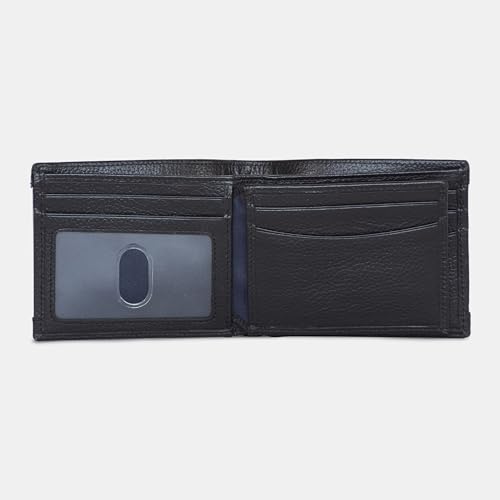 Nautica Men's Bifold Leather Wallet | RFID Blocking | ID Window | Card Slots | Organization | Durable | Stylish - color: Rubber/Leather - Black