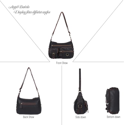 Angel Barcelo Cross body Shoulder Bag Women Soft PU Leather Purses and Handbags - color: 801-coffee