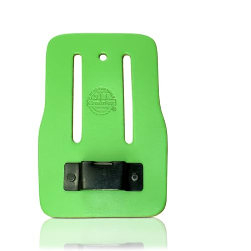 Graintex Measuring Tape Holder for Tool Belt, Premium Top Grain Leather, Steel Tape Holder Clip, Fits up to 3" Wide Belt for Electricians, Carpenters, Contractors, Framers - color: Lime Green