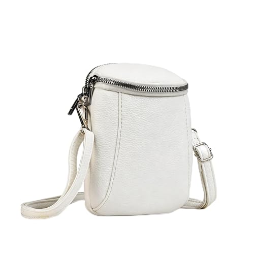 Cell Phone Purse Small Crossbody Bag for Women Leather Stylish Mini Shoulder Bag Wallet Pouch Lightweight Pockets Handbags - color: White and Silver