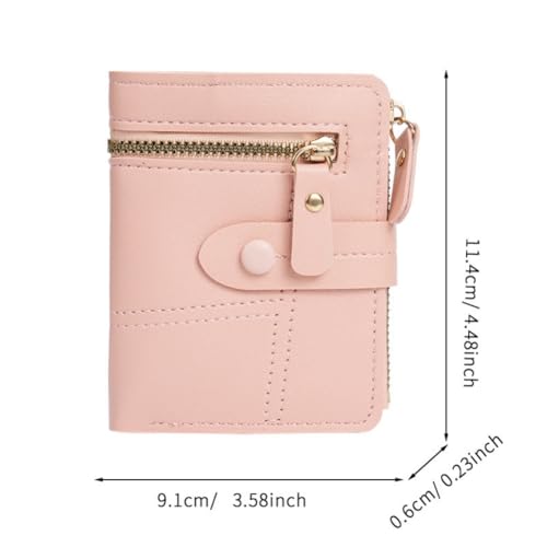 Women's Multi-Card Slot Wallet - Small Zipper Coin Purse with Snap Button Closure & ID Window - color: Green