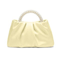 Beatfull Evening Bags for Women Wedding Party Pearl Clutch Purse | Pearl, Ruched Soft Leather, Small Handbag for Prom, Bridal Clutch - color: Creamy Yellow
