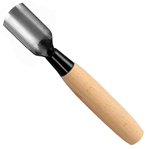 KAKURI Leather Corner Punch Tool 25mm Made in Japan, Professional Leather Cutter Knife Half-Round U Gouge, Sharp Japanese Carbon Steel Blade - size: 25 mm