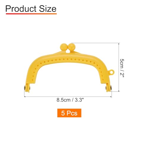 uxcell 5 Pcs Plastic Purse Frame, 8.5cm/3.3" Retro Arch Kiss Lock Clasp Frame Embossed for Purse Making, Handled Bag, Coin Bag Clutch Bag, Frame Hardware Replacements (Yellow) - color: Yellow