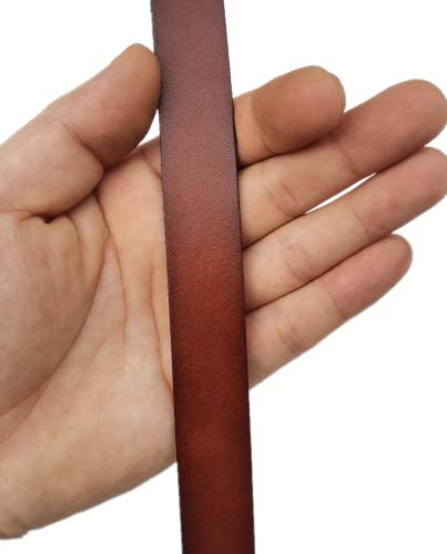 Glory Qin 5 Feet 20mmx2mm Genuine Cow Hide Flat Leather Strip, 20mm Wide Real Leather Craft for Jewelry Making LeatherRush (Brown) - color: Brown 1.5m