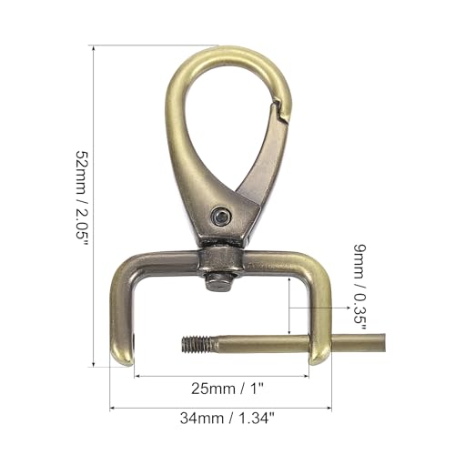 uxcell Swivel Clasps Hook, D Ring Detachable Snap Hardware Metal Lobster Claw Clasp Hook with Screwdriver - color: Bronze, size: 12mm(0.47 Inch)
