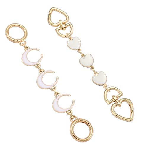 Anbys 2Pcs Bag Extender Chain Purse Strap Extenders for Handbags Purse Extender Chain Purse Strap Replacement Accessories Bag Charms (White Heart/Moon) - color: white