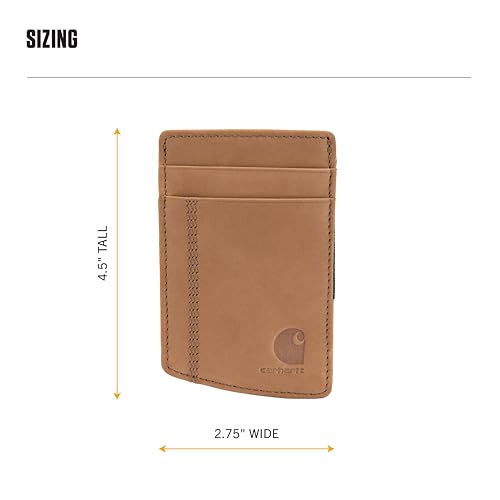 Carhartt Men’s Full Grain Saddle Leather Wallets, RFID Blocking Bifold, Trifold, and Front Pocket Options, Gifts for Men - color: Black (Front Pocket)