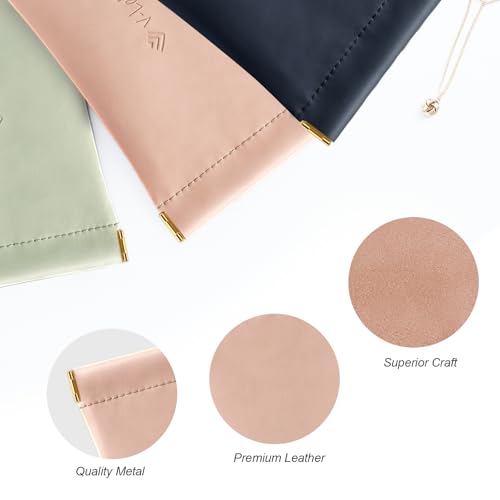Glasses Case Soft 2 Pack - Portable Leather Squeeze Top Eyeglass Case,Soft Sunglasses Case. - color: Pink,navyblue,green
