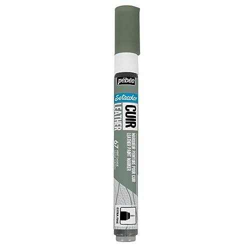 PEBEO - Setacolor Leather - Acrylic Marker for Leather and Leatherette - Customisation Bag, Shoe, Sneaker - Scratch, fold and rub Resistance - Matt/Satin Finish – Sage Greem - color: Sage Green, style: Matt/Satin