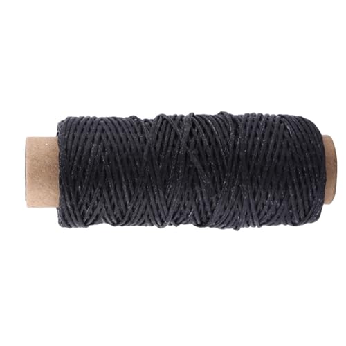 2PCS Waxed Thread, Wax String Waxed Twine Waxed Linen Thread Leather Yarn Waxed Thread for Leather Wax Thread for Leather Sewing 150D 50m (Black) - color: Black