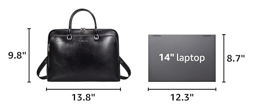 Blofinche Laptop Messenger shoulder bag: Genuine Leather work Briefcase 13.3 15.6 inch designer Satchel handbag - color: Black, size: 13.3 inch
