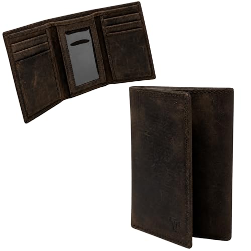 Leather Wallet – TrifoldCard Holder | Real Genuine Leather Mens Wallet | RFID Secure | Fits 8 Cards | Tap to Pay Feature | Quality Credit Card Holder (Brown) - color: Brown