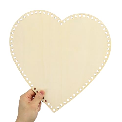 PATIKIL 12" x 12" Crochet Basket Bottom, 6Pcs Heart Shape Blank Crochet Knitting Wooden Base for DIY Craft Weaving Basket Making Supplies Home Decoration - size: 12" x 12"